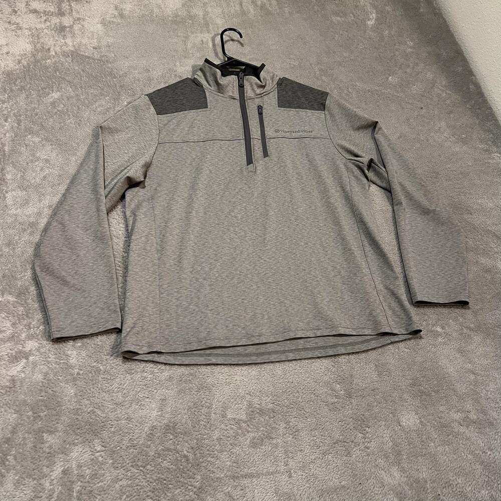 Vineyard Vines On-The-Go Shep Shirt Pullover Mens Medium Gray 1/4 Zip Stretch